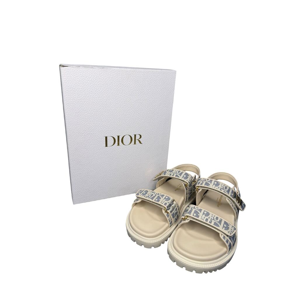 Christian Dior NIB Dioract Oblique Jacquard Sandal in Chambray Size 39 - Picture 2 of 15